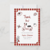 Special Delivery Italian Food Red Baby Shower  サンキューカード (正面)