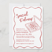 Special Delivery Pizza Baby Shower 招待状 (正面)