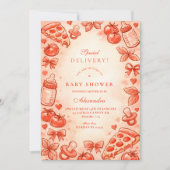 Special Delivery Pizza Baby Shower 招待状 (正面)