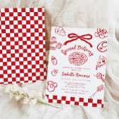 Special Delivery Whimsical Bow Pizza Baby Shower 招待状