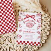 Special Delivery Whimsical Bow Pizza Baby Shower 招待状