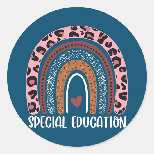 Special Education Teacher SPED Leopard Boho ラウンドシール (正面)