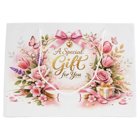 Special Floral Gift Bag for Every Occasion ラージペーパーバッグ (正面)