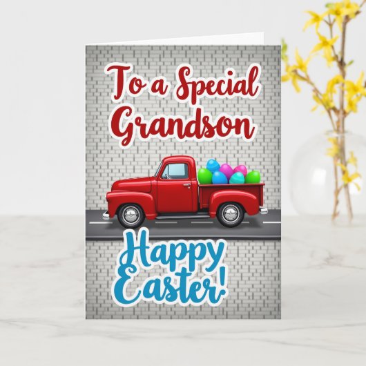Special Grandson Happy Easter Card カード (黄色い花)