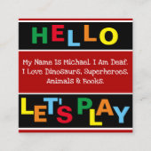 Special Needs Child "Hello"カード スクエア名刺 (正面)