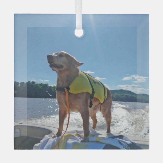 Special Order Carol B Golden Retriever  ガラスオーナメント (正面)