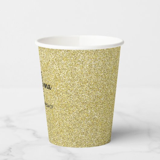 Special Order. Elegant Name Gold Glitter Print 8oz 紙コップ (左)