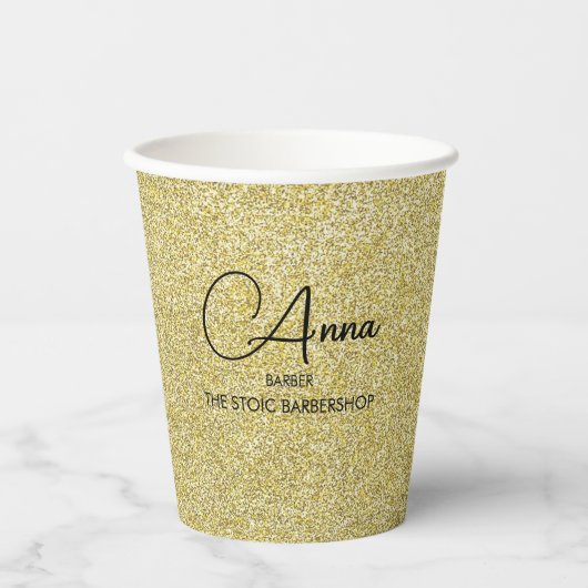 Special Order. Elegant Name Gold Glitter Print 8oz 紙コップ (正面)