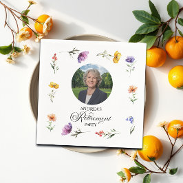Special Photo Elegant Floral Retirement Party スタンダードカクテルナプキン