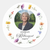 Special Photo Elegant Floral Retirement Party  ラウンドシール (正面)