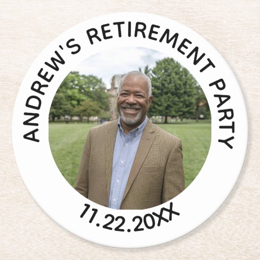 Special Photo Elegant Retirement Party ラウンドペーパーコースター (正面)