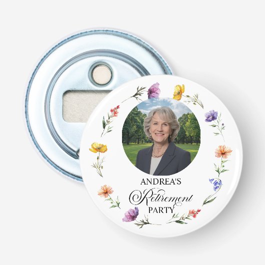 Special Photo Floral Retirement Party Favor 栓抜き (正面)