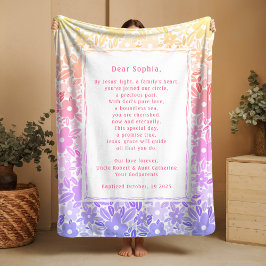 Special Prayer Baptism Fleece Blankets Godchild  フリースブランケット