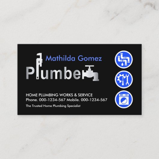 Special Silver Plumber Signage Plumbing 名刺 (正面)