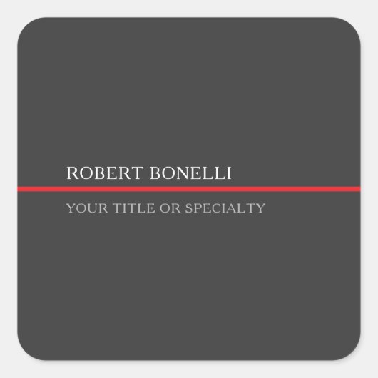 Special Unique Grey Red Elegant Modern スクエアシール (正面)