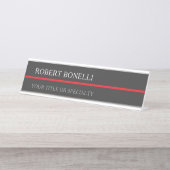 Special Unique Grey Red Elegant Modern デスクネームプレート (正面)