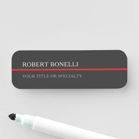 Special Unique Grey Red Elegant Modern 名札 (インサイチュ)