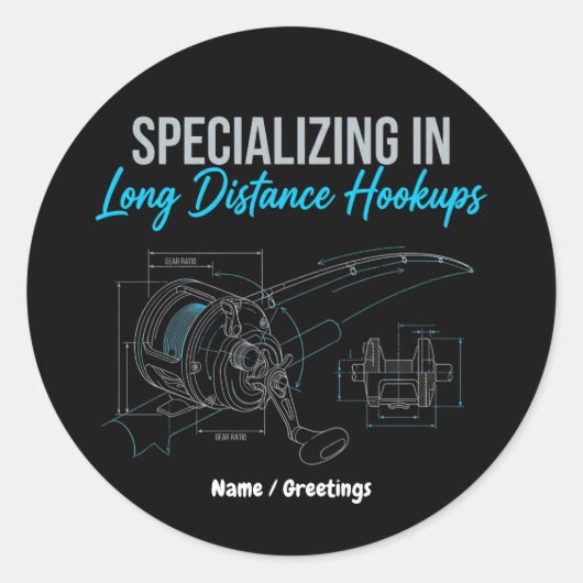 Specializing in Long Distance Hookups Funny Tech ラウンドシール (正面)