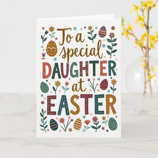 Speckled Easter Egg Daughter Card カード (黄色い花)
