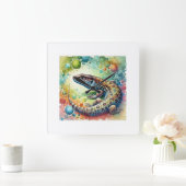 Speckled Lizard 260824AREF112 - Watercolor スクエア壁時計 (ホーム)