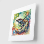 Speckled Lizard 260824AREF112 - Watercolor スクエア壁時計 (傾斜)