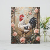 Speckled Rooster Among Pink Roses Scrapbook Paper (スタンド正面)