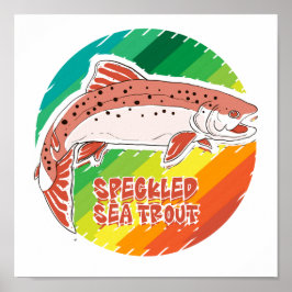 Speckled Sea Trout Retro Fishing Gift ポスター