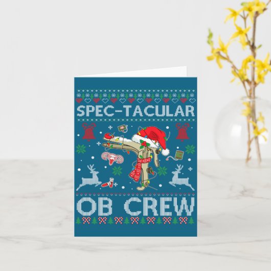 Spectacular Ob Crew Speculum Ugly Xmas Sweater Obg カード (黄色い花)
