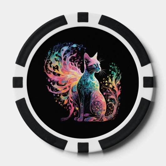 Spectral Holigraphical Cat：エレガンスのプリズム ポーカーチップ (正面)