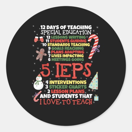 SPEDスクールティおもしろいー特別教育先生 ラウンドシール (正面)