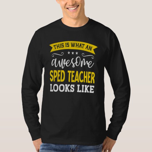 SPED先生役職タイトル従業員おもしろい作業者SPED Tシャツ (正面)