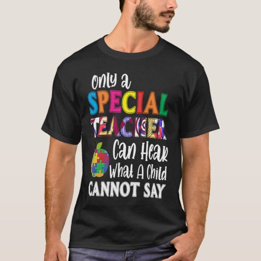 Sped先生特別な子供たち認識度ジグソースピーチ Tシャツ (正面)