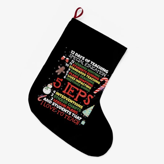 SPED学校T型特おもしろい別教育先生 ラージクリスマスストッキング (正面 (吊り時))