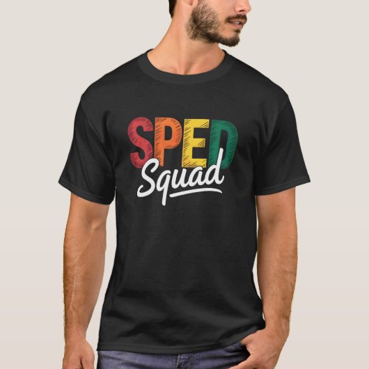 SPED（特別支援教育）仲間 面白い特別支援学級の先生と支援員 学校 Tシャツ (正面)