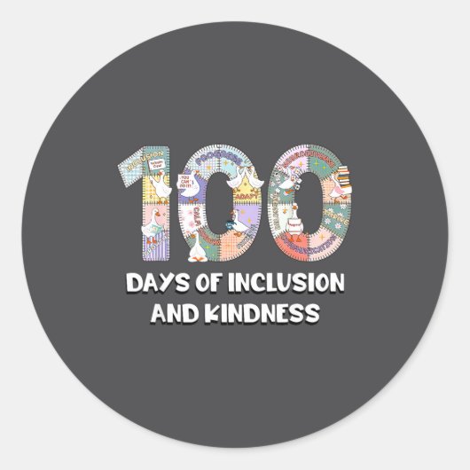 SPED Silly Autism 100 Days School Teacher Goose In ラウンドシール (正面)