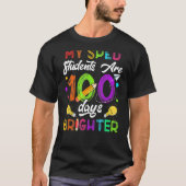 Sped Teacher 100 Days Brighter 100Th Day Of School Tシャツ (正面)