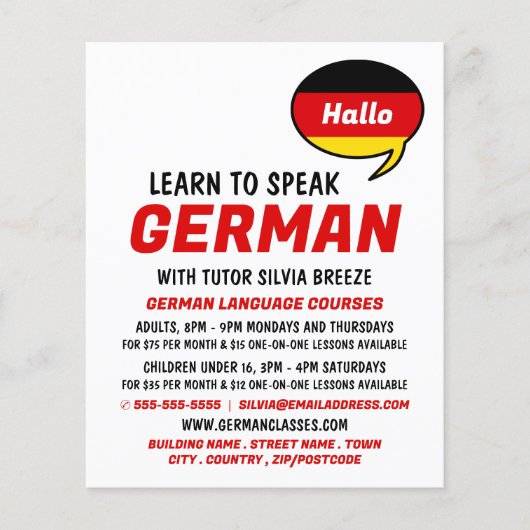 Speech Balloon, German Language Course チラシ (正面)