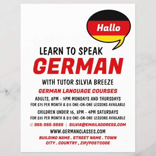 Speech Balloon, German Language Course チラシ (正面)