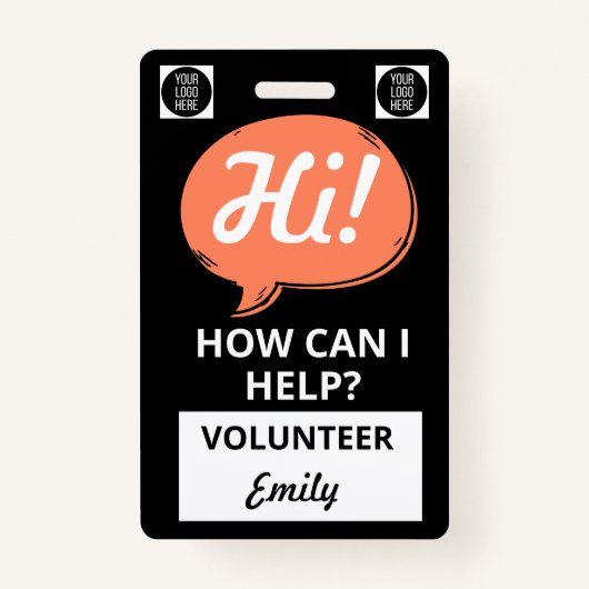 Speech Bubble Volunteer Lanyard Badge – Logo バッジ (正面)