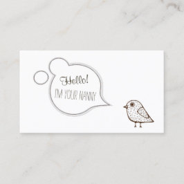 Speech Cloud Tweet Bird Babysiting Childcare Card 名刺