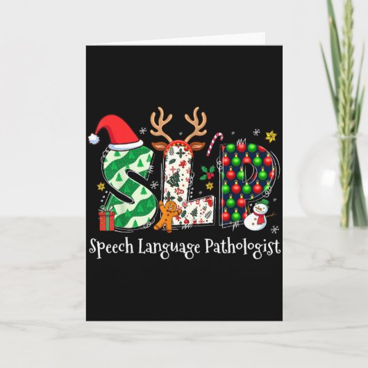 Speech Language Pathologist Reindeer Santa Hat Slp カード (正面)