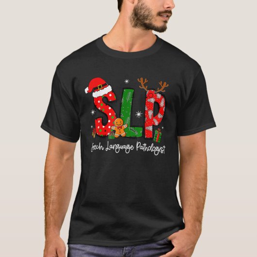 Speech Language Pathologist Reindeer Santa Hat SLP Tシャツ (正面)