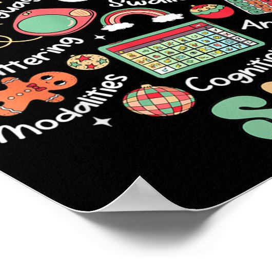 Speech Therapy Christmas Tree Merry Xmas Slp Thera ポスター (角)