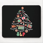 Speech Therapy Christmas Tree Merry Xmas Slp Thera マウスパッド (正面)