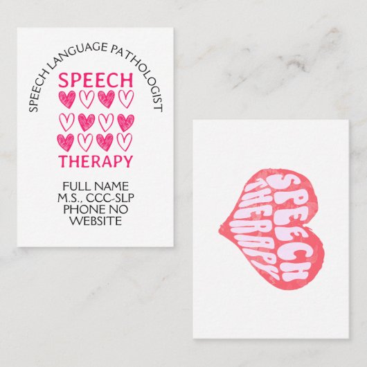 Speech Therapy Speech Language Therapist 名刺 (正面/裏面)