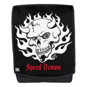 Speed Demonスカルin Flames バックパック