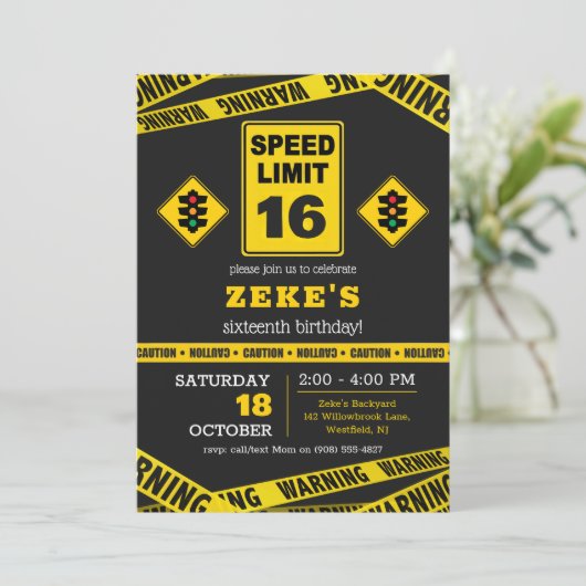 Speed Limit 16th Birthday Invitation 招待状 (スタンド正面)