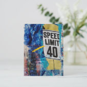 Speed Limit 40 mixed media collage ポストカード (スタンド正面)