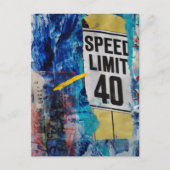 Speed Limit 40 mixed media collage ポストカード (正面)