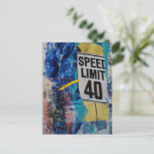 Speed Limit is 40 mixed media collage ポストカード (スタンド正面)